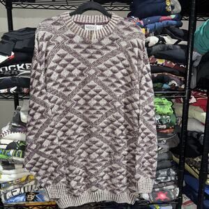 Vintage 90s NWT Pandor’s Knitted Sweater W/ Triangle Pattern Size Large